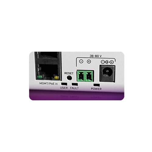 MULTIPLE POWERING OPTIONS: POE-IN, DC JACK, 2-PIN TERMINAL